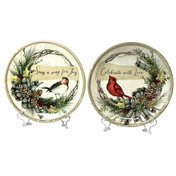 Certified International Holiday Plates - Celebrate With Love & Sing A Song For J - Picture 1 of 7